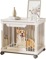 Furniture Style Dog Crate Nightstand With Tray For Small Medium Dogs - Anti-Escape Indoor Kennel Sid