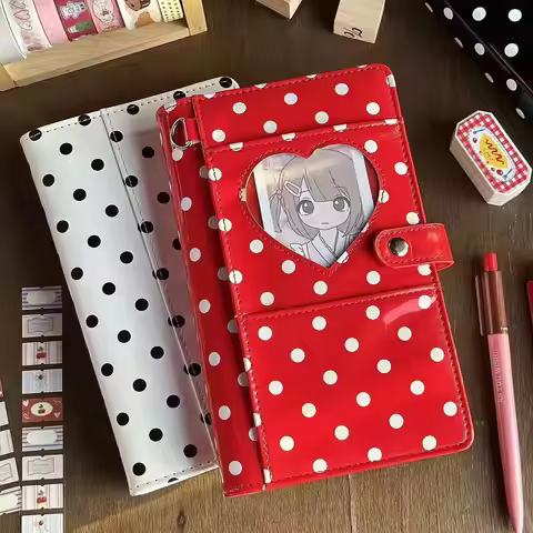 Ins Style Hand Ledger Retro Red Polka Dot Love Hand Ledger Korean Style Ins Leather A6 Notebook Port