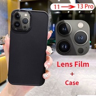 Lens Screen Protector + Straight Edge Phone Case for IPhone 11 Second Change 13 Pro 14 Pro Update Ba