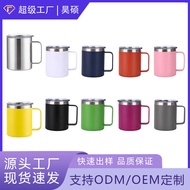 12oz14oz Mug with Handle 304 Stainless Steel Thermos Cup Creative Portable Office Beer Mug with Lid