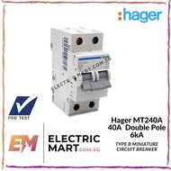 Hager MT240A 40A 2P Double Pole 6kA Type B Miniature Circuit Breaker (MCB)