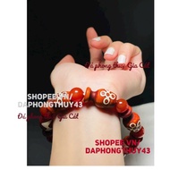 Aquarius dzi bracelet carved with 5-eye dzi - lightning bolt size 13mm gia Cat