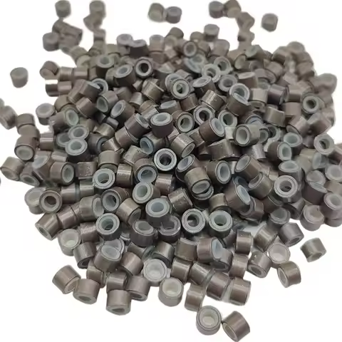 100Pcs Silicone Lined Micro Rings for Hair Extensions 5*3*3mm Aluminium Rings Hair Link Beads Hairdr