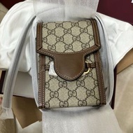 有單 GUCCI Horsebit 1955 Brown 手機包斜孭袋 男女同款
