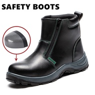 Ready Stock Waterproof Safety Boots Safety Shoes Welder Shoes Steel Toe Cap Anti-smashing Anti-puncture Insulation Waterproof Anti-scalding Work Shoes Mid-Top Safety Shoes Protective Shoes Kevlar Sole Steel Toe Shoes