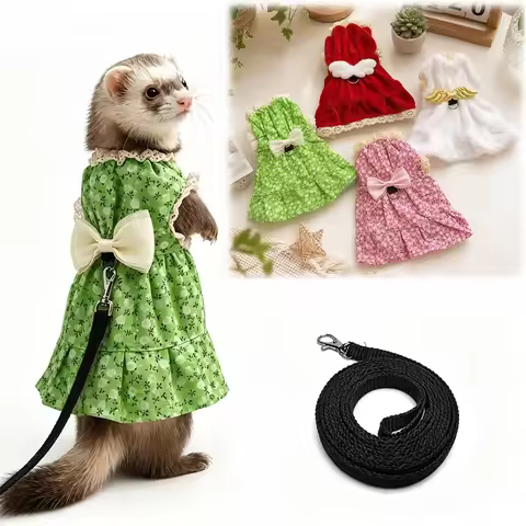 Cute Adjustable Ferret Vest Harness Soft Berber Fleece Ferret Traction Rope Comfortable Escape-Proof
