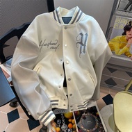 GO THRU แจ็คเก็ตย้อนยุคแนวแฟชั่น Jaket Baseball ผู้ชายJaket Baseball หลวมลำลองใส่ได้ทั้งชายและหญิง