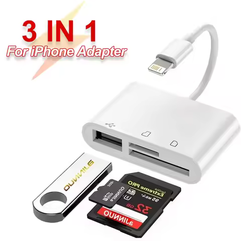 3 in 1 OTG TF SD Card Reader Data Transmission Camera Reader Splitter Adapter for iPhone 15 14 13 12
