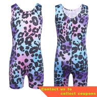 🎈MSemis Kids Teens Sleeveless Leopard Ballet Dance Leotard Girls Gymnastics Leotard Sports Jumpsuit Unitard Gym Swimsuit