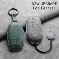 Leather Car Remote Key Case Cover for Ferrari F430 488 458 F12 Roma 812 F8 Auto Key Shell Fob Protec