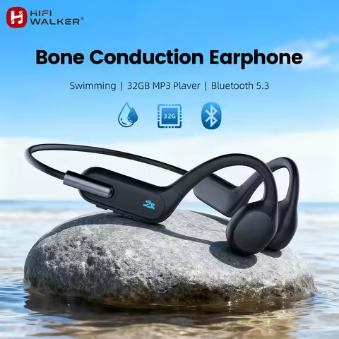 HiFi Walker Bone Conduction Headphones for Swimming IPX8 Waterproof Bluetooth 5.3 Wireless Earphones