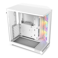 H6 Flow RGB Mid-Tower Airflow Case with 3 RGB Fans, Panoramic Glass Panels, and Cable Management - W