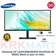 Samsung 34" ViewFinity S6 S65UC WQHD Black Monitor LS34C650UAEXXS (3 year on-site)