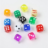 48pcs Resin Cubic Dice with Eyelet Loop Bracelet Necklace Earring Charms for Jewelry Making Pendants