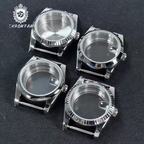 For DATEJUST 36/39mm Silver Watch Case Waterproof Sapphire Crysta Fit NH34 NH35 NH36 NH38 NH70 NH72