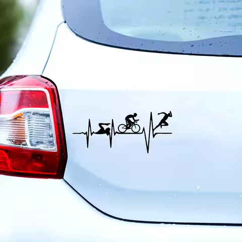 1pc Ironman Triathlon Heartbeat Waterproof Vinyl Sticker For Motorcycle Helmet Bike Laptop Truck Out