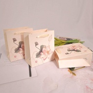สินค้าพร้อมส่งจากไทย!!! กล่อง ถุงกระดาษ ถุงกระดาษใส่ของขวัญ ถุงใส่กล่องของขวัญ ถุงของขวัญ พิมพ์ลายดอกบัว ดีไซน์ร่วมสมัย หนา แข็งแรง