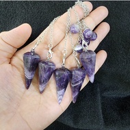 เพนดูลั่มหินเชฟรอนอเมธิสต์  อเมทิสต์ อเมทิสต์(Chevron Amethyst) เพนดูลั่ม ลูกดิ่ง Pendulumชิ้นละ350เ