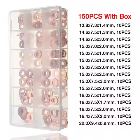 NEW Universal 150Pcs/Set Copper Diesel Injector Washer Seal Assortment Set Common Rail Injector Repa