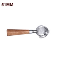 【MU.HOME】51MM Bottomless Stainless Steel Professional Espresso Coffee Portafilter with Wooden Handle Filter Baske