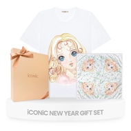 iCONiC NEW YEAR GIFT SET N0.1 เซทของขวัญ เสื้อยืด ลายตุ๊กตา + ผ้าพันคอ 50x50cm กล่องของขวัญ ของขวัญ