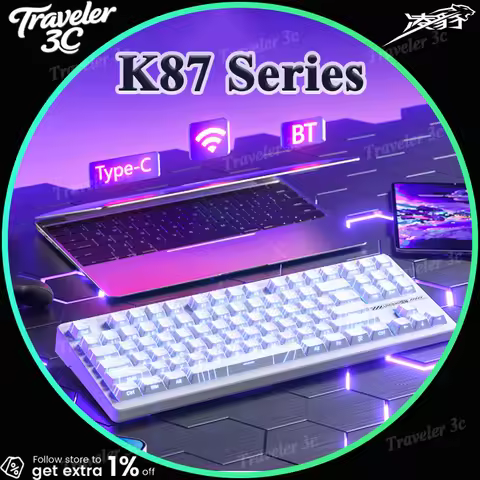 NEW LINGBAO K87 Three Mode Mechanical Keyboards Bluetooth Wireless PBT Keycaps Gaming Office for Lap