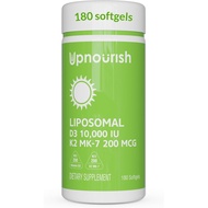 UpNourish Liposomal D3 K2 Vitamin 10000 IU D3 and K2 MK-7 200 mcg - 180 Vitamin D3 k2 (Vitamina D3 c