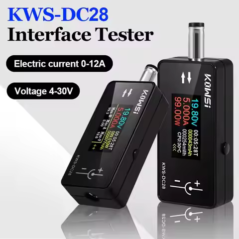 KWS-DC28 Interface Tester 4-30V 12A Voltage Current Tester Digital Voltmeter Ammeter 0.96 Inch TFT C