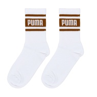 PUMA Fashion 條紋半統襪  23~25cm  白色 + 咖啡色  1雙
