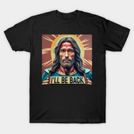 Vintage Jesus as Arnold Schwarzenegger T-Shirt-I'll be back-Conceptual art Authentic Cotton