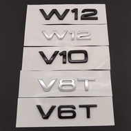 3D ABS Chrome Black Logo V6T V8T V10 W12 Emblem Letters Badge Car Sticker For Audi A6 A7 S4 S5 S6 S7