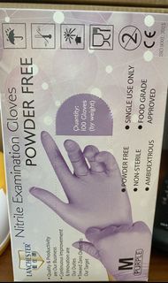 100% New - Nitrile Examination Gloves Powder Free x1 box (Lanchester) 藍仕德專業手套。紫色！