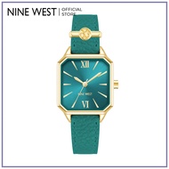 Nine West NW2878GPTE0000 Gold Tone Square Watch with Teal Dial and Teal Leather Band