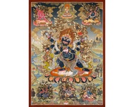 精美六臂大黑天唐卡  神聖的守護者