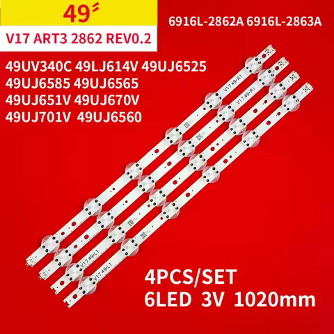New 4Pcs/Set LED Backlight Strips 6Lamps for LG 49UV340C 49LJ614V 49UJ6525 49UJ6585 49UJ6565 49UJ651
