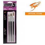 TIGER Studio Artist Brush | Paint Brush | Flat Dark Ox Hair | 3s | 1/4'', 3/8'', 1/2'' | BA30513