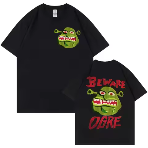 Classic Anime Film Shrek Graphic Print Short Sleeve Oversized Double Print T Shirt for Men Women Vin