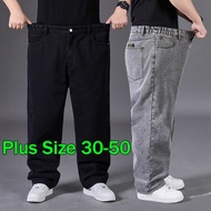 Seluar Lelaki Jeans saiz besar Straight cut loose fit Men's plus size Wide-Leg long pants