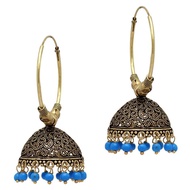 Traditional Indian Jhumka Earrings - Blue Colour Beads (Ready stock in Malaysia. Next day delivery)