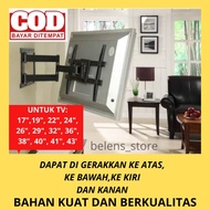 Bracket Tempat Gantung Tv Tivi Di Dinding Tembok Lcd Led SmartTv Android Tv Layar 17" 20" 22" 24" 26