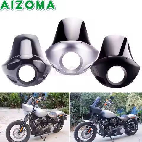 Black/Silver Headlight Fairing Windshield Wind Screen Cowl For Harley Dyna Sportster XL 1200 Iron 88