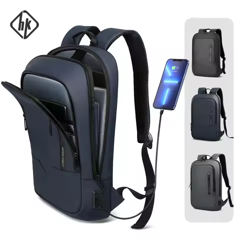 HK Slim Backpack For Men 15.6 Inch Laptop Bags Waterproof Minimalist Business Backpack With USB Char