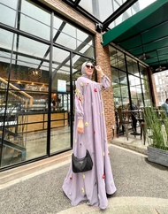 Zahira1808 Jihan 2 Dress Bahan  Airflow Puff Embroidery Import Gamis Syari Murah Trendi Baju Syari M