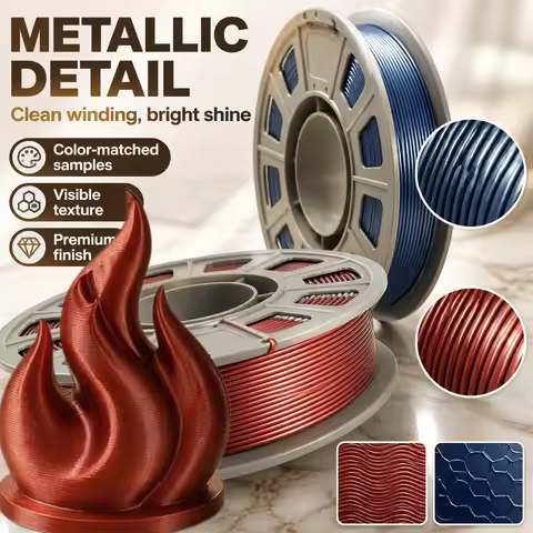 Metallic PETG 3D Printer Filament 2 Pack 1.75mm 300g x 2 Solid Color Shiny Metal Luster 3D Printing 