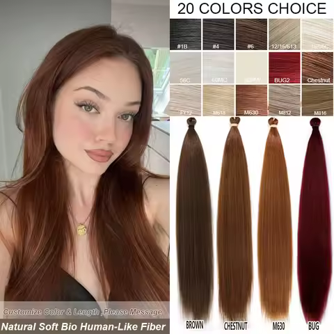 28Inch 300Grams Crochet Braiding Straight Bundles Ombre Brown 6# Blond 613# Orange Hair Bio High Tem