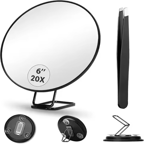 20x Magnifying Mirror with Precision Tweezers Set, Large 5.8" Beauty Tools 20X Magnifying Mirror for