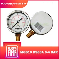"NUOVA FIMA" PRESSURE GAUGE 2.5" 0-4 BAR (58PSI) | เกจวัดแรงดัน หน้าปัด 2.5" เกลียวทองเหลืองออกล่าง 