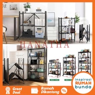 Multipurpose Iron Rack Folding Trolley 3 Tiers 4 Tiers 5 Tiers STURDY Without Installation WITH WHEE