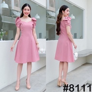 [พร้อมส่ง] [LUXURY707] VG8111 เดรสแขนตุ๊กตา ดีเทลบ่าโบว์🎀