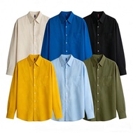 Linen Cotton Shirt Shirt 35% Linen 65 Cotton Customized Work Clothes Printing
